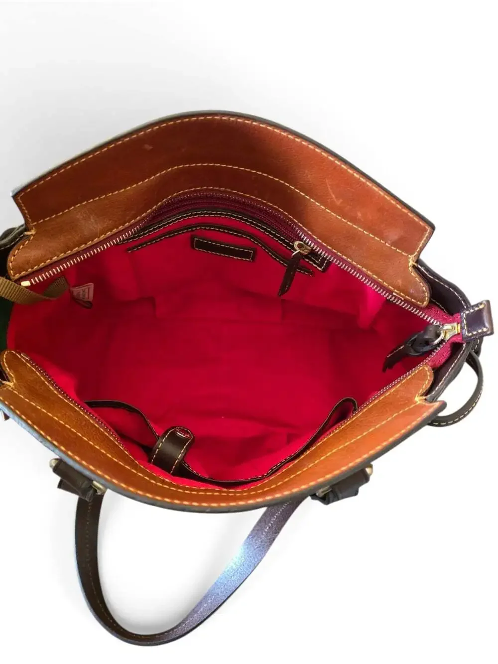 Dooney & Bourke Toledo Leather Winged Satchel Brown Tassel Shoulder Bag HTF